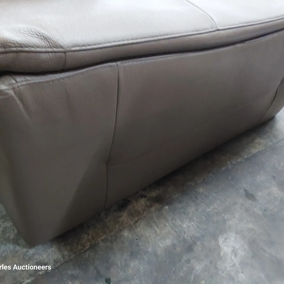 QUALITY ITALIAN DESIGNER STAR THREE SEATER SOFA RIGHT HAND FACING POWER RECLINER MUSHROOM LEATHER