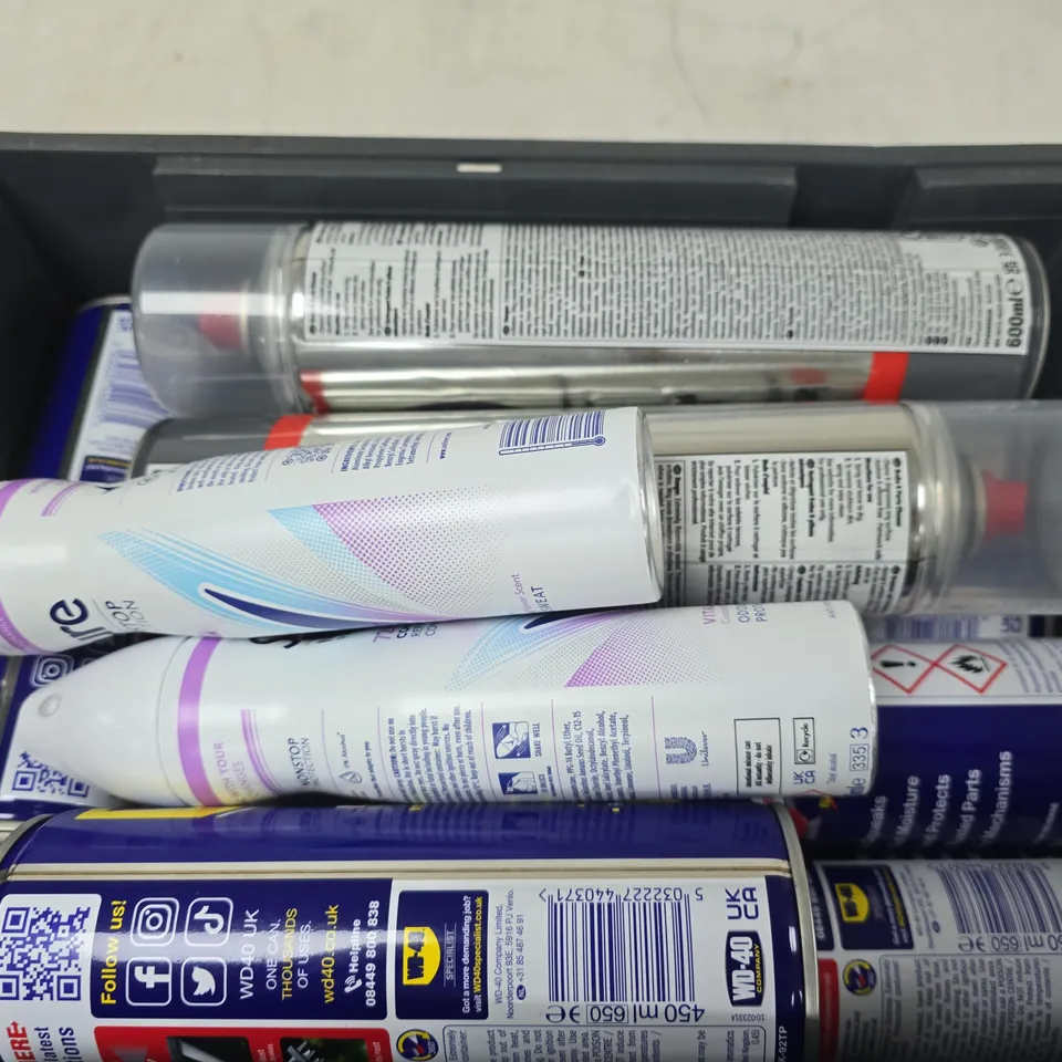 APPROXIMATELY 15 ASSORTED AEROSOLS TO INCLUDE WD40, SURE VITALITY, HOLTS BRAKE & PARTS CLEANER, ETC