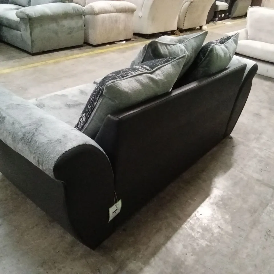 LANA FABRIC/FAUX LEATHER 2 SEATER SCATTERBACK SOFA - GREY RRP £579