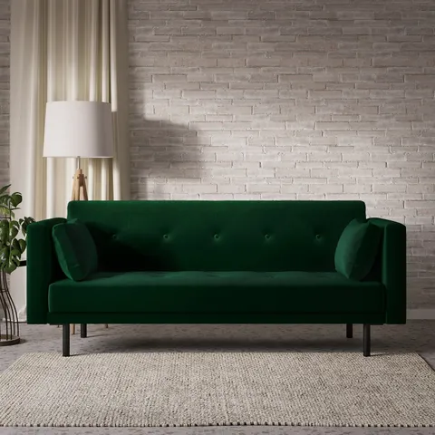 BOXED RORY GREEN VELVET SOFA BED (2 BOXES)