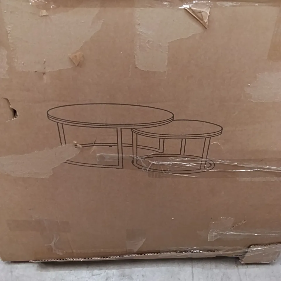 BOXED NESTING OVAL COFFEE TABLES - BROWN/BLACK (1 BOX)