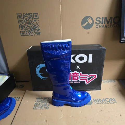 KOI HATSUNE MIKU KAITO POLISHED LONG BOOTS - BLUE - UK SIZE 3 
