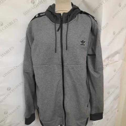 ADIDAS JERSEY ZIP UP HOODIE JACKET IN GREY SIZE XL