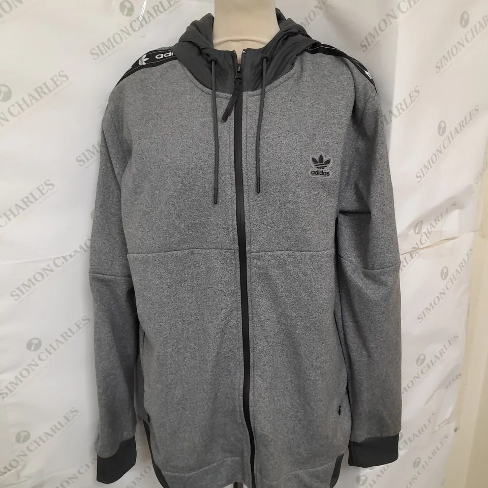 ADIDAS JERSEY ZIP UP HOODIE JACKET IN GREY SIZE XL