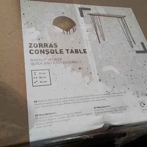 PALLET CONTAINING A LARGE QUANTITY OF BRAND NEW ZORRAS CONSOLE TABLES