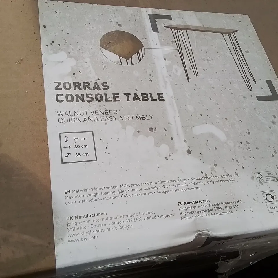 PALLET CONTAINING A LARGE QUANTITY OF BRAND NEW ZORRAS CONSOLE TABLES