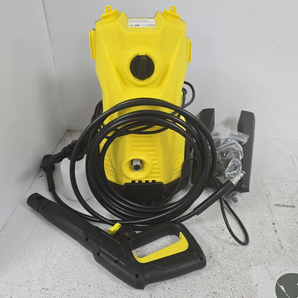 YELLOW PRESSURE WASHER WITH HOSES AND LANCE 