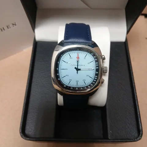 VONLANTHEN WRISTWATCH – LIGHT BLUE DIAL, BLUE LEATHER STRAP