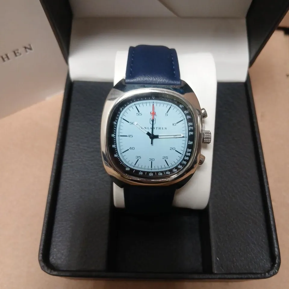 VONLANTHEN WRISTWATCH – LIGHT BLUE DIAL, BLUE LEATHER STRAP