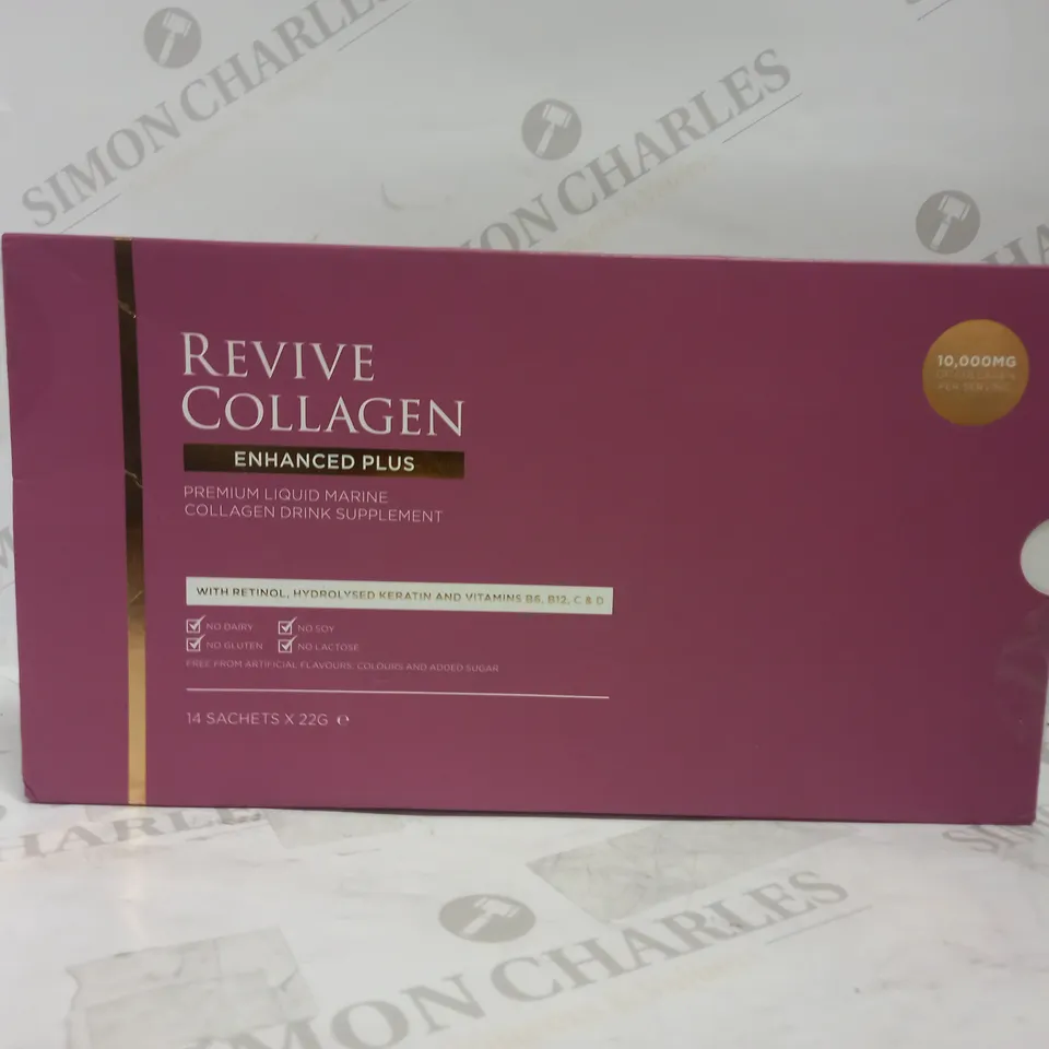 REVIVE COLLAGEN ENHANCED PLUS PREMIUM LIQUID MARINE COLLAGEN DRINK SUPPLEMENT 10,000MG PER SERVING 14 SACHETS X 22G