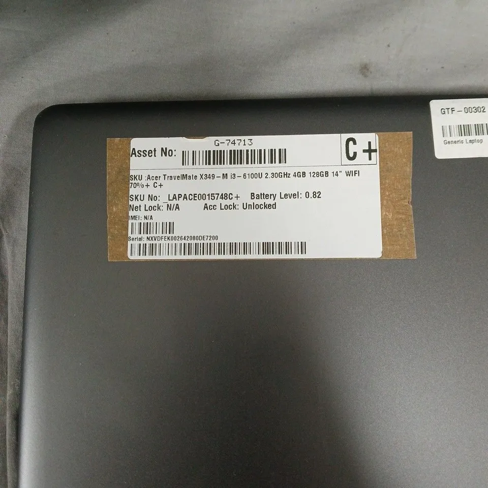ACER TRAVELMATE X349 LAPTOP – INTEL CORE I3-6100U, 4GB RAM, 128GB SSD, 14" WIFI. DOES NOT POWER ON