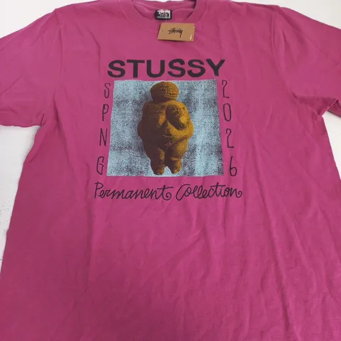 STUSSY PINK T‑SHIRT, UK MEDIUM