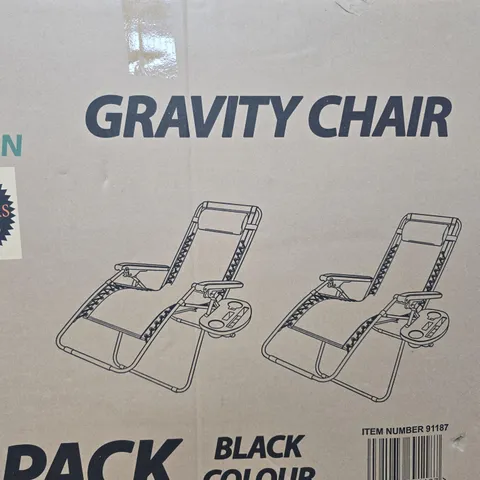 BOXED FINE GARDEN GRAVITY CHAIR DUO IN BLACK