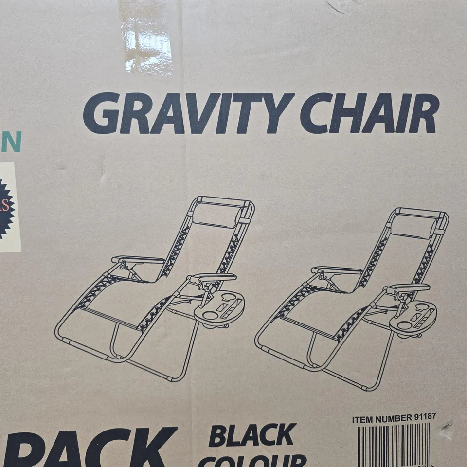 BOXED FINE GARDEN GRAVITY CHAIR DUO IN BLACK