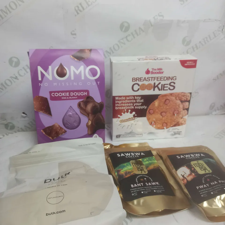 BOX OF APPROXIMATELY 10 ASSORTED COSMETIC ITEMS TO INCLUDE - BREASTFEEDING COOKIES, COOKIE DOE EGG, BULK POWDER ETC