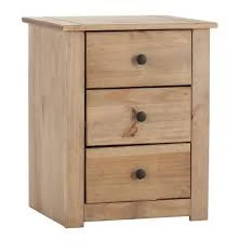 BOXED DUNELM PANAMA 3 DRAWER BEDSIDE TABLE, PINE (1 BOX)