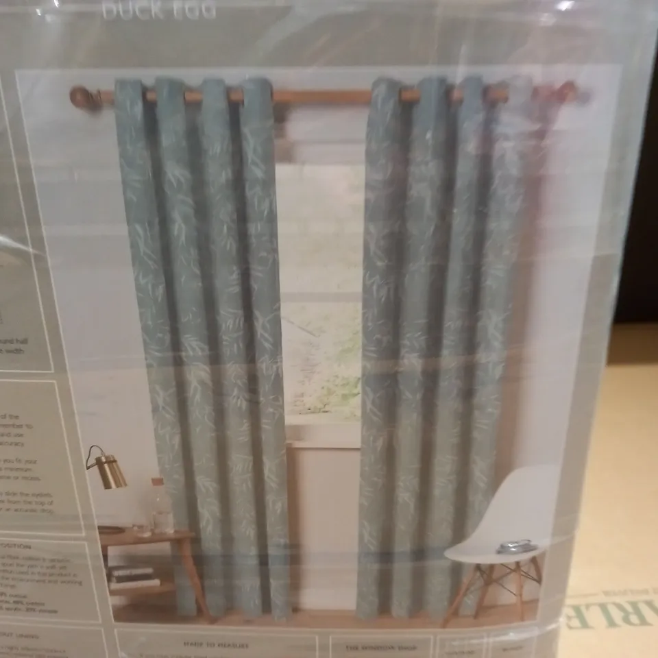 JOHN LEWIS ONE PAIR OF EYELET CURTAINS IN KARRI DUCK EGG - 228 X 228CM