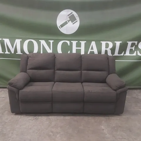 QUALITY DESIGNER ALBION FABRIC UPHOLSTERED 3 SEATER MANUAL RECLINER SOFA