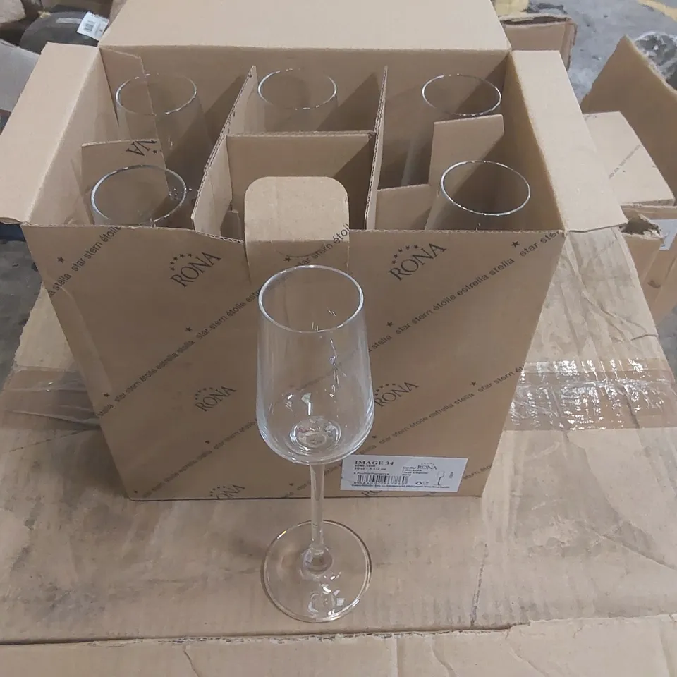 BRAND NEW BOXED SET OF APPROXIMATELY 40x RONA 10CL SHERRY GLASSES