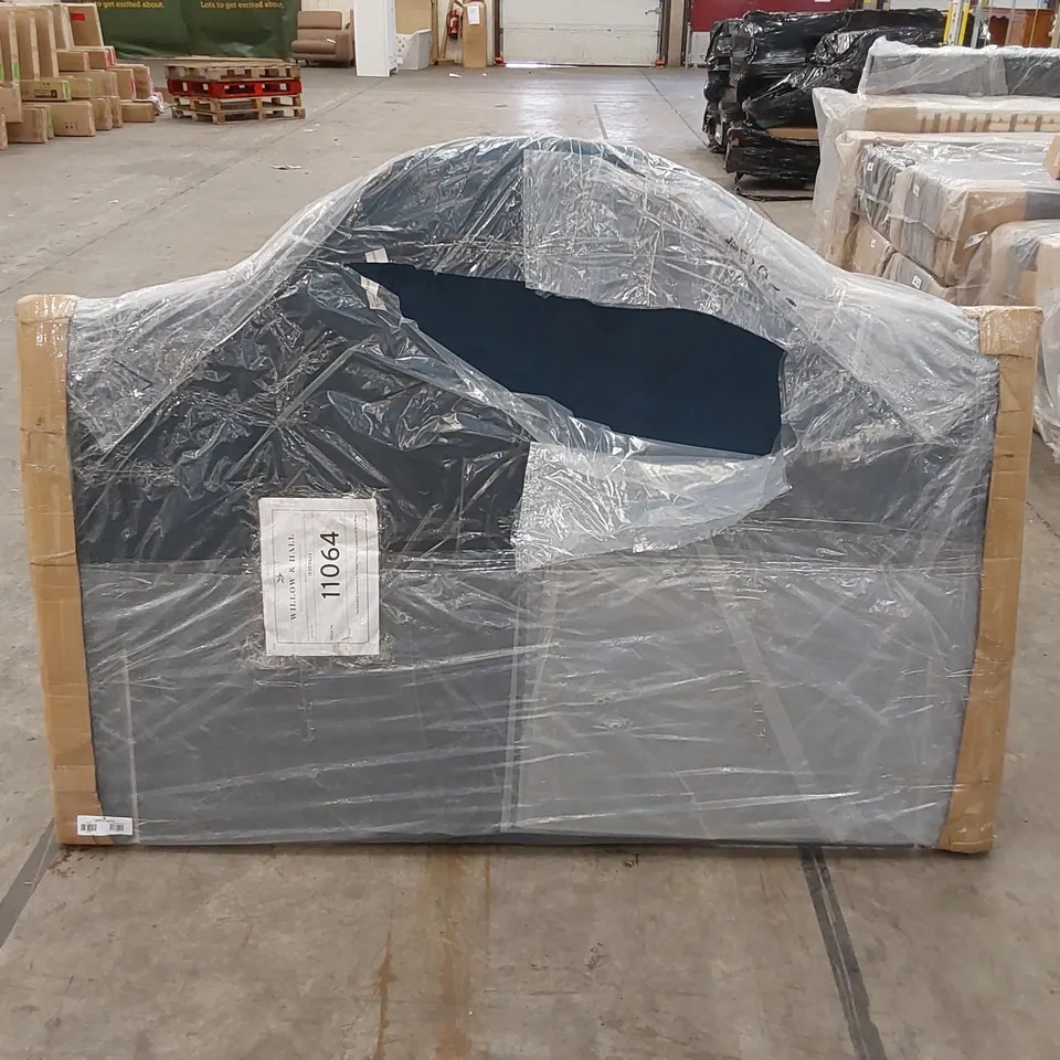 BAGGED DESIGNER WILLOW AND HALL THE RAMSBURY 180cm SUPERKING SIZE VELVET HEADBOARD - ROYAL BLUE