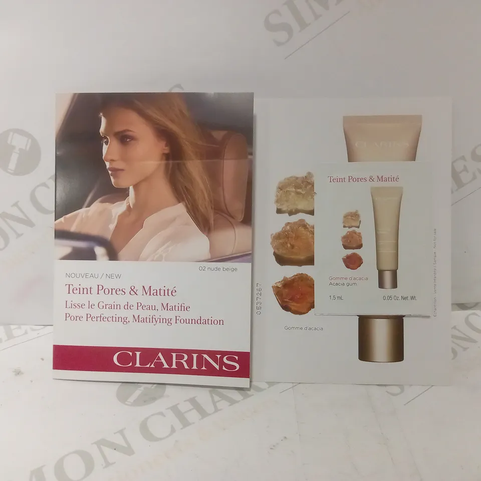 BOX OF APPROX 100 CLARINS PORE PERFECTING MATIFYING FOUNDATION 03 NUDE HONEY