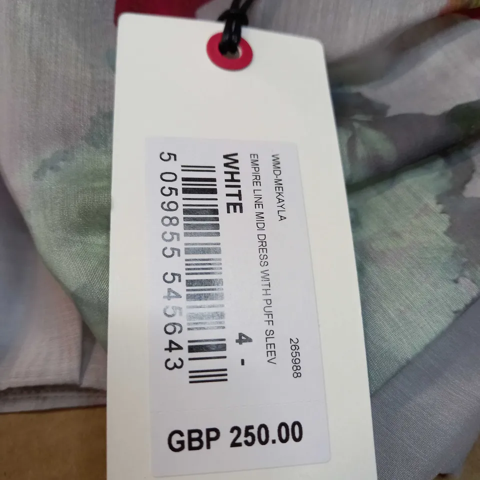 TED BAKER EMPIRE LINE MIDI DRESS WITH PUFFY SLEEVES SIZE 4