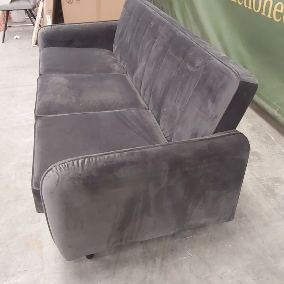 JENNIFER FABRIC COMPACT 3 SEATER SOFA - CHARCOAL VELVET RRP £349