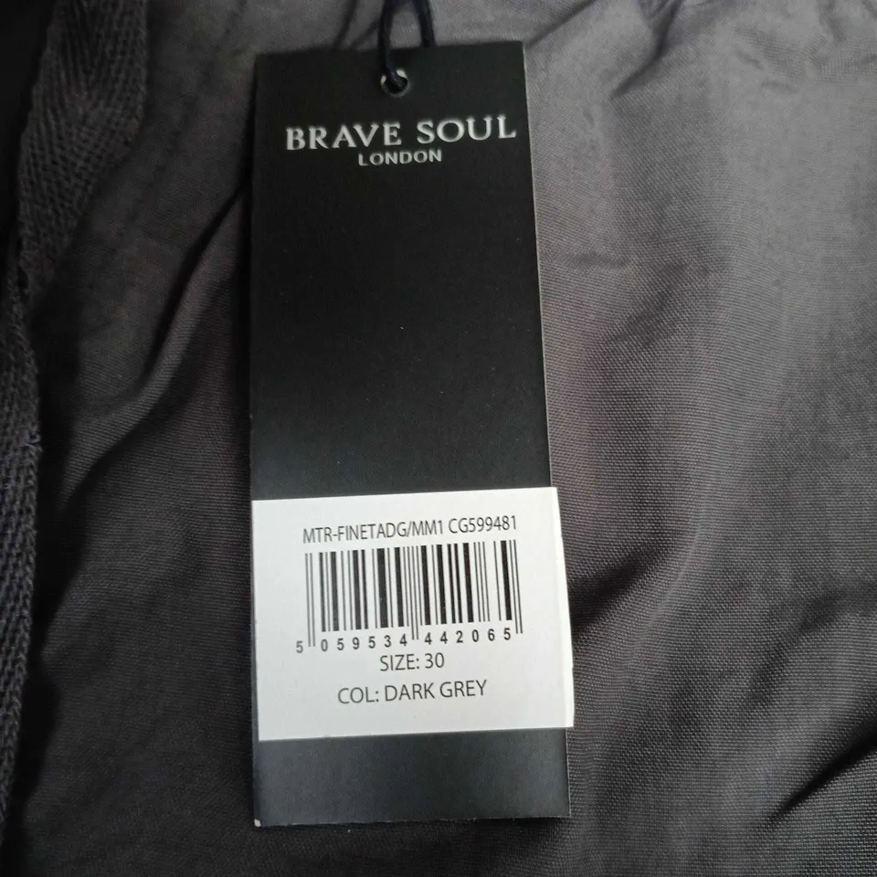 BRAVE SOUL LONDON MEN'S DARK GREY TROUSERS – SIZE 30