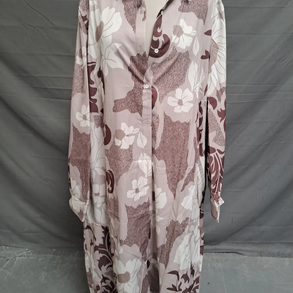 AUMORA SHIRT DRESS IN BROWN/TAN SIZE 3XL