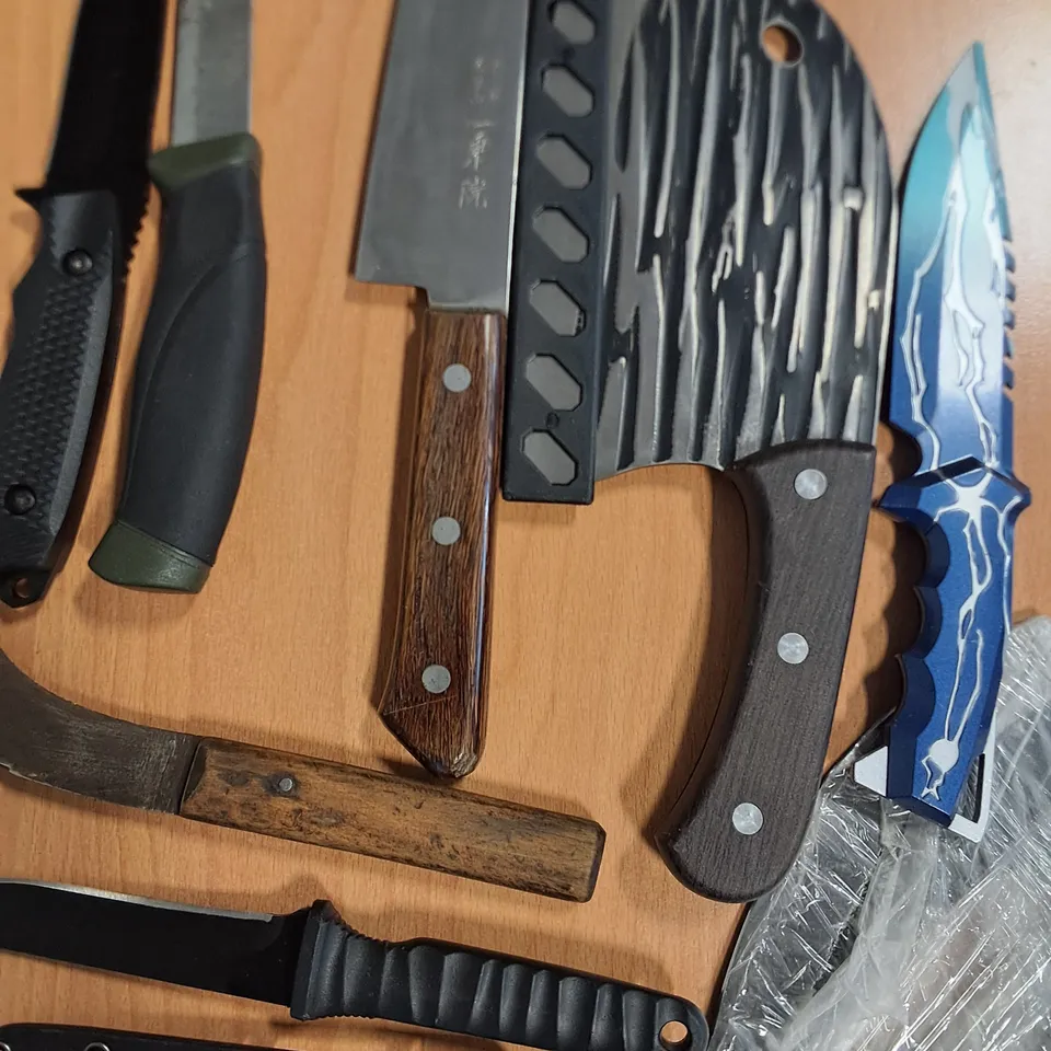 LOT OF 12 ASSORTED KNIFES AND AXES