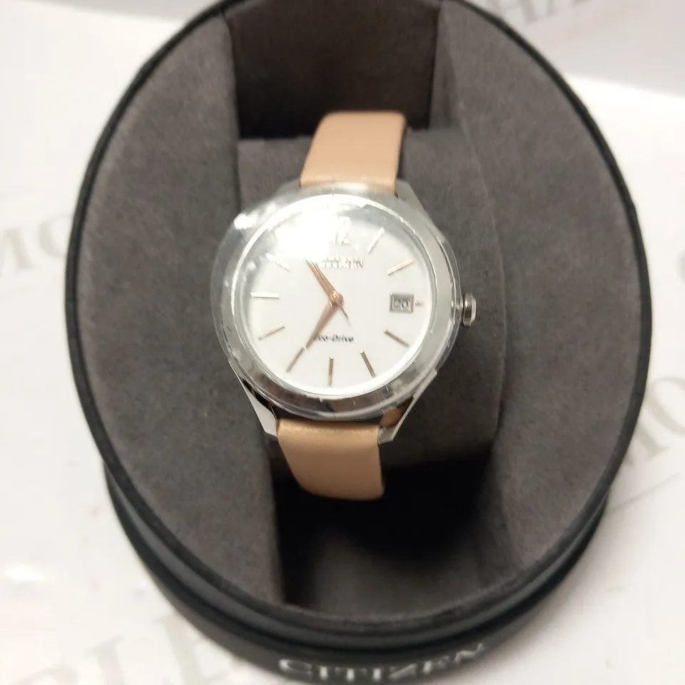 BOXED CITIZEN LADIES ECO DRIVE PINK STRAP WRIST WATCH