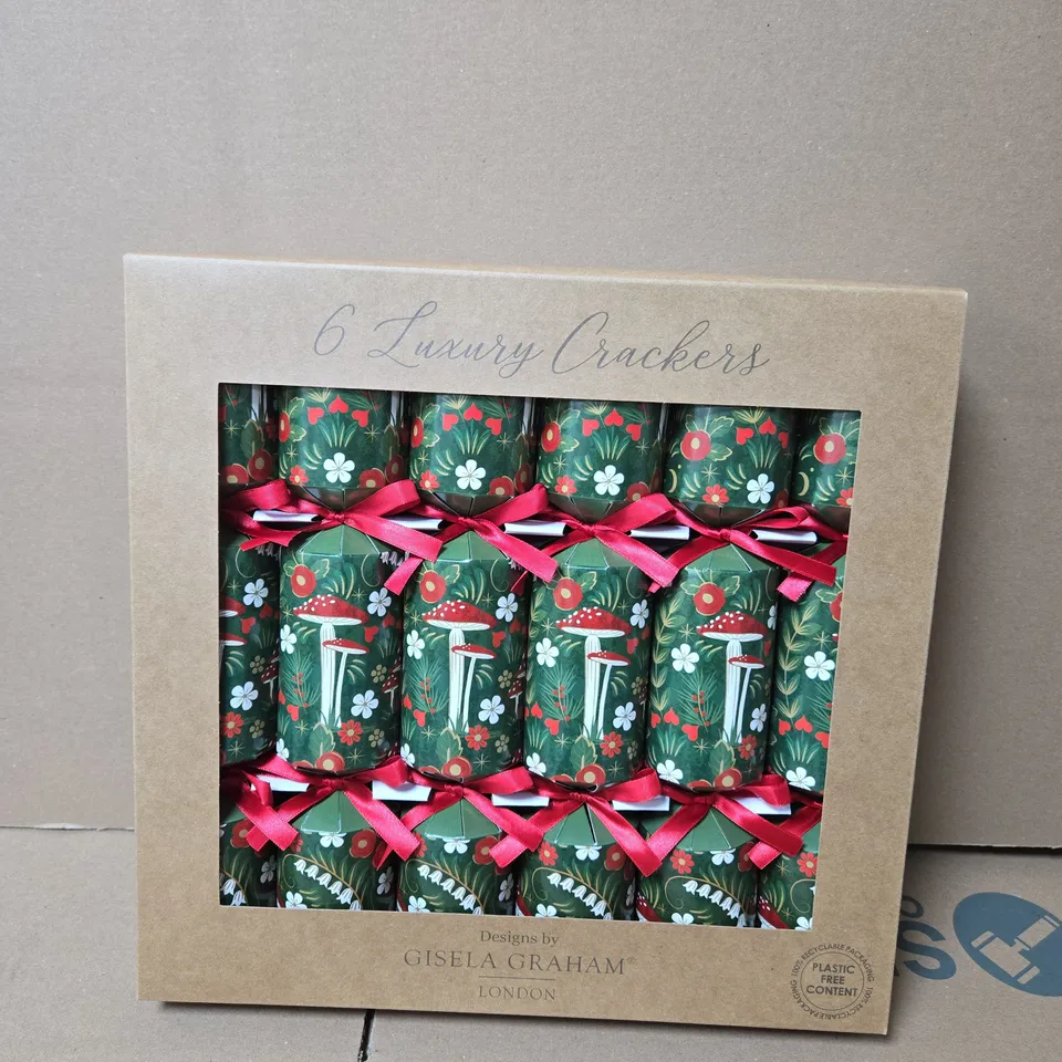 BOX OF 6 GISELA GRAHAM LUXURY CHRISTMAS CRACKERS PACKS - 6 CRACKERS PER PACK 
