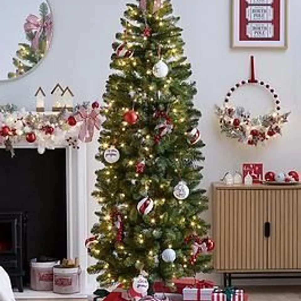 BOXED 7FT PRE LIT BEAUMONT SLIM CHRISTMAS TREE