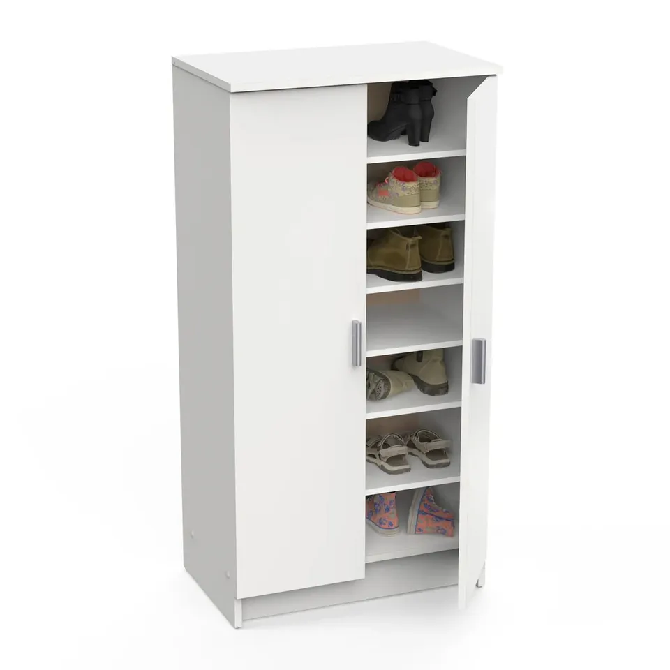 BOXED SHOES 21 PAIR SHOE STORAGE CABINET