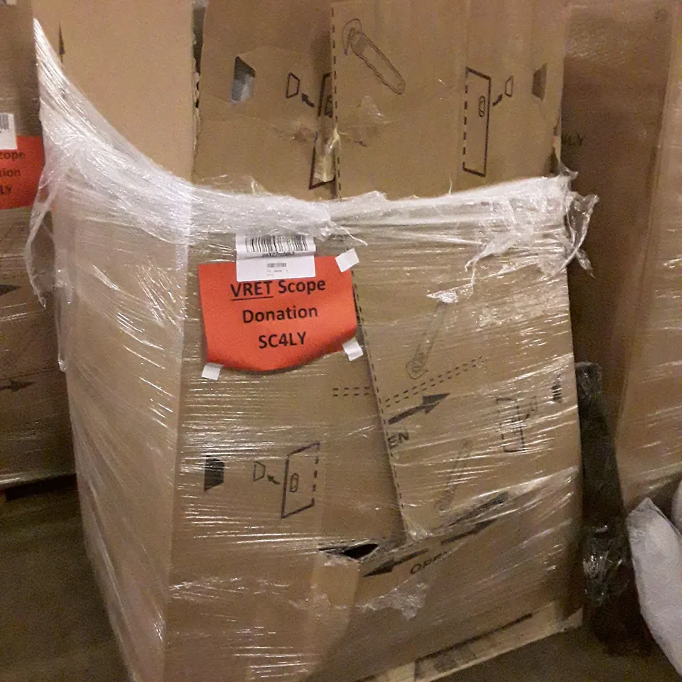 PALLET OF ASSORTED PRODUCTS INCLUDING DOG BED, TRAMPOLINE, RETRACTABLE SAFETY GATE, DAY AND NIGHT ROLLER BLIND