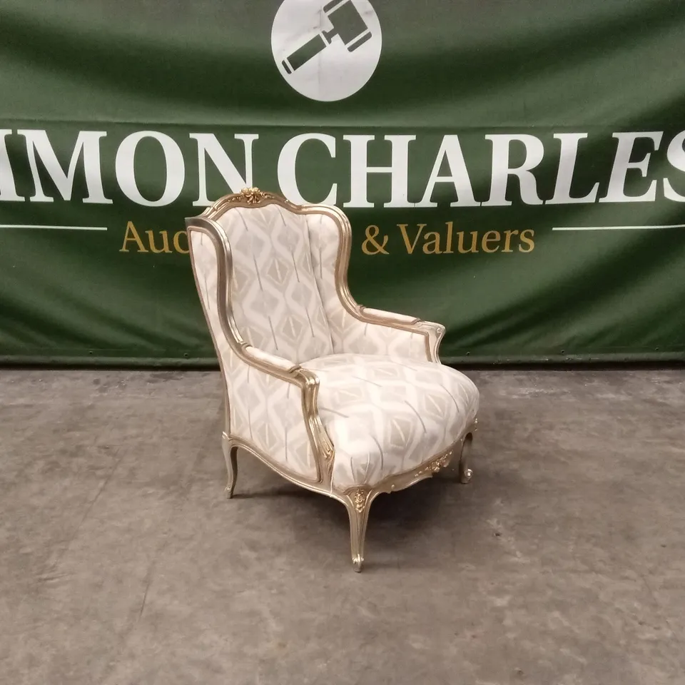 QUALITY HIGH-END DESIGNER FABRIC WINGBACK ACCENT CHAIR