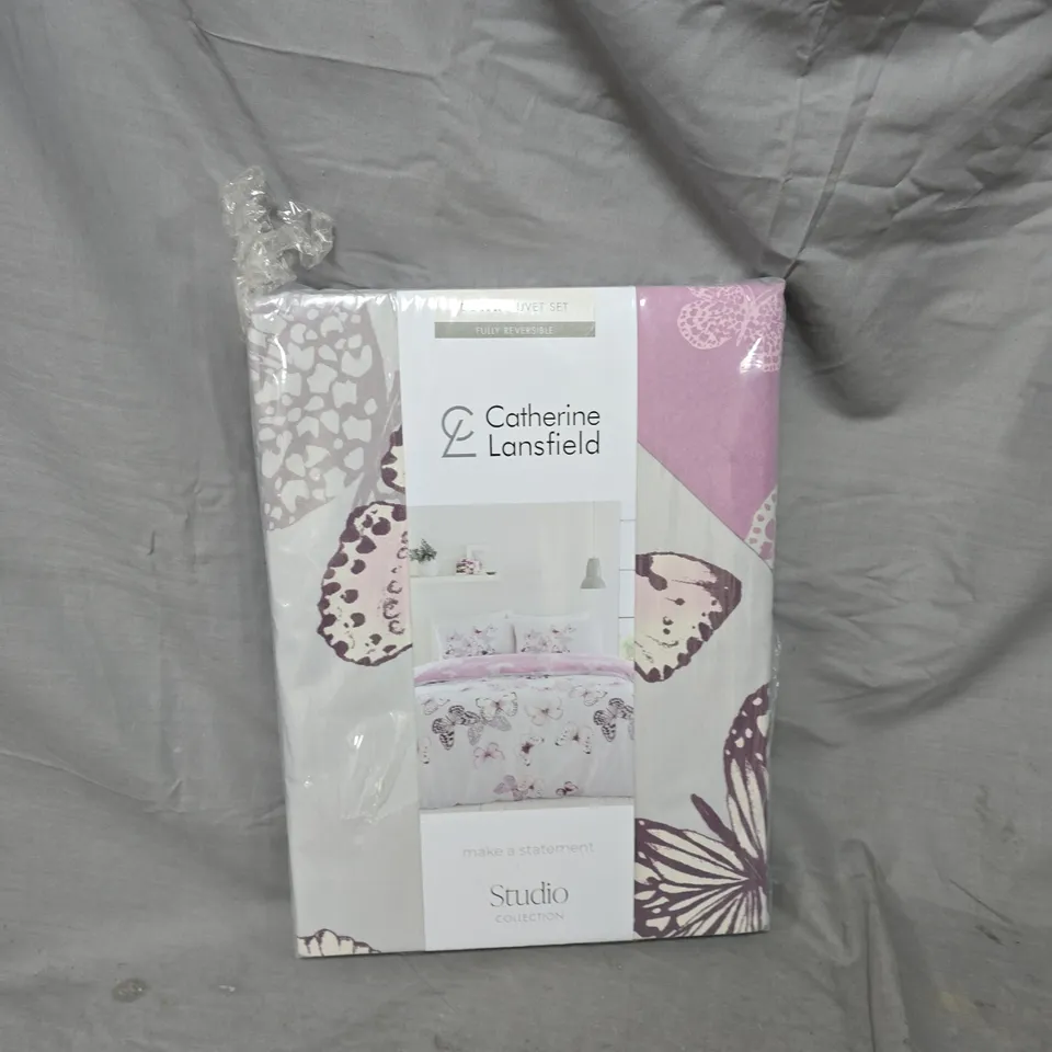 CATHERINE LANSFIELD STUDIO COLLECTION DOUBLE DUVET SET – BUTTERFLY PATTERN (FULLY REVERSIBLE)
