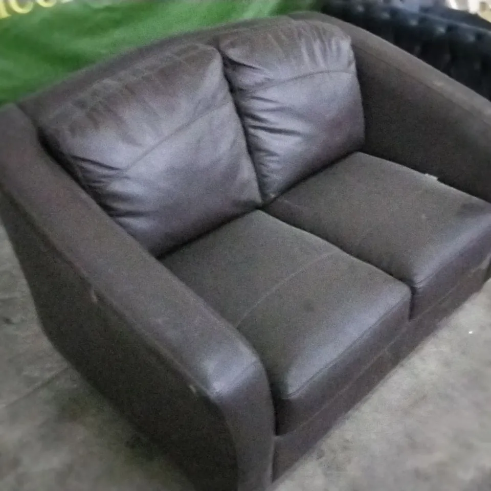 QUALITY 2 SEATER DARK BROWN LEATHER SOFA
