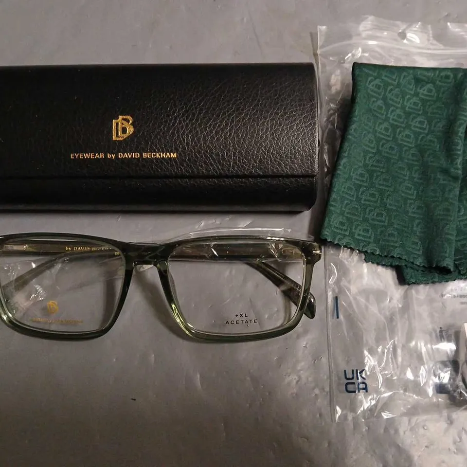 BOXED PAIR OF GREEN EYEWEAR BY DAVID BECKHAM GLASSES