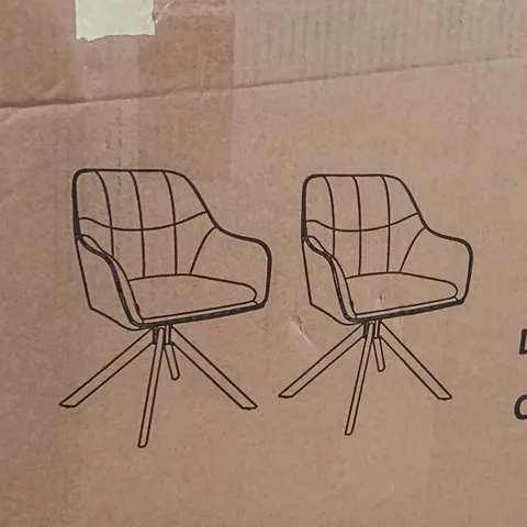 BOXED 51.5CM H UPHOLSTERED METAL UPHOLSTERED BACK ARMCHAIR (SET OF 4) - DARK BROWN (2 BOXES)