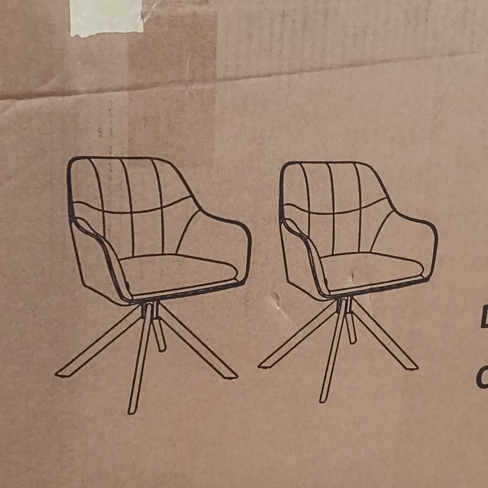 BOXED 51.5CM H UPHOLSTERED METAL UPHOLSTERED BACK ARMCHAIR (SET OF 4) - DARK BROWN (2 BOXES)