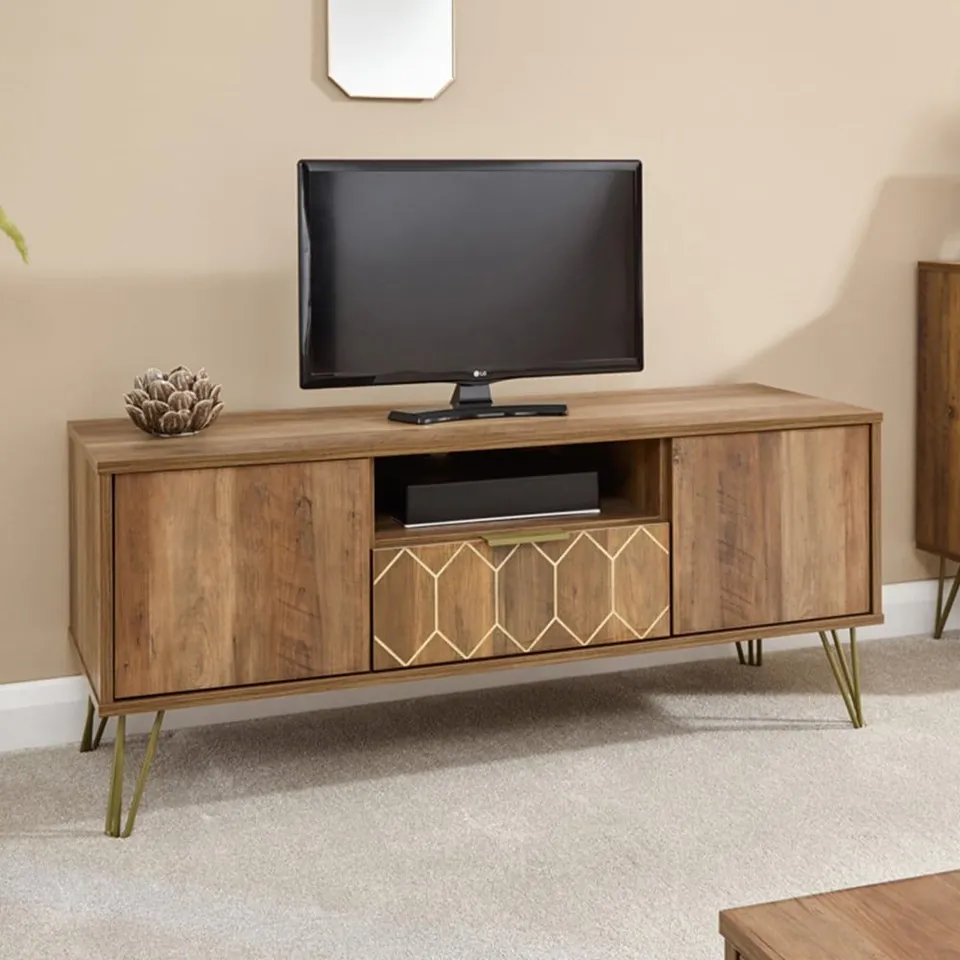 BOXED GFW ORLEANS 2 DOOR SINGLE DRAWER MANGO YELLOW TV STAND (1 BOX)