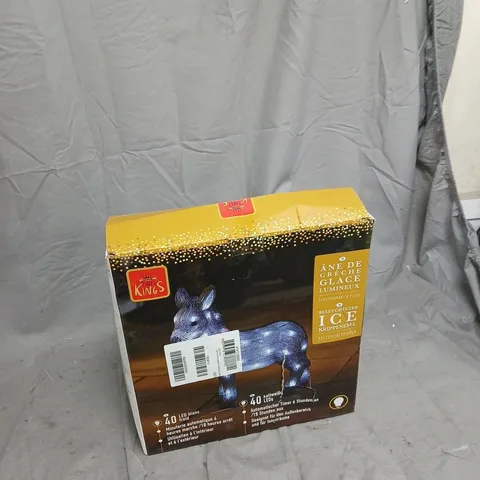 BOXED THREE KINGS INLIT ICE NATIVITY DONKEY