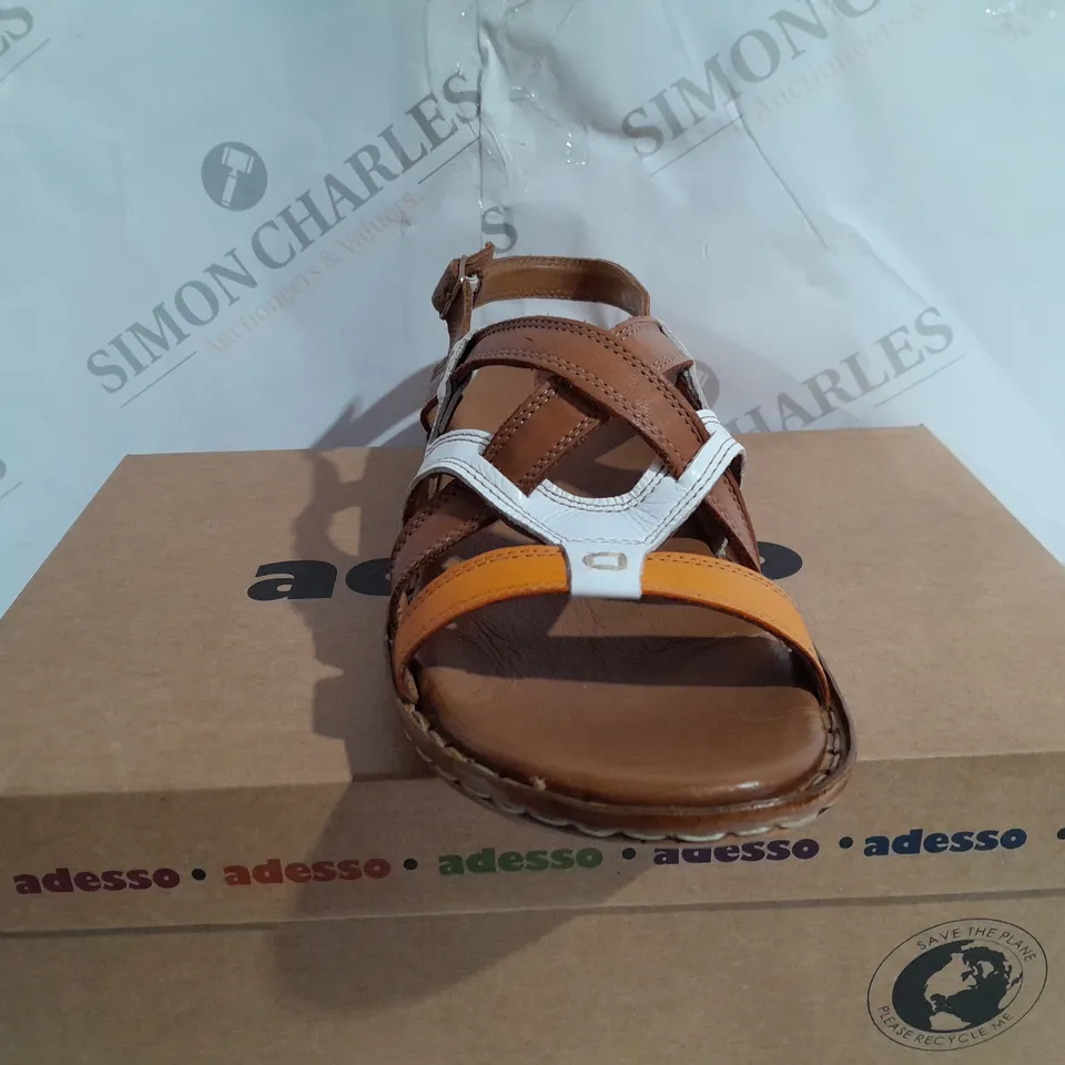 ADESSO TAN BUCKLE PLATFORM SANDALS -SIZE 6