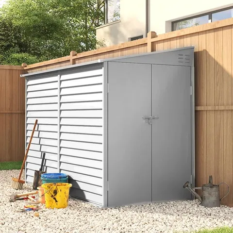 BOXED ATIQ 9FT W × 4.7FT D METAL PENT GARDEN SHED (2 BOXES)