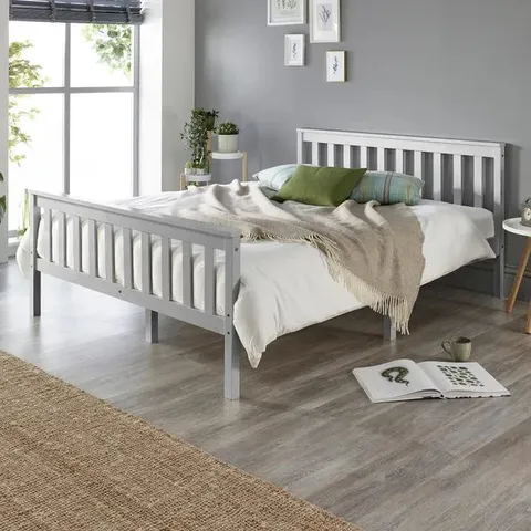 BOXED ASPIRE ATLANTIC WOOD BED FRAME IN GREY, SIZE DOUBLE (1 BOX)