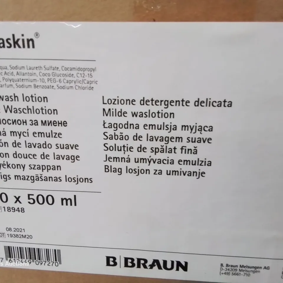TWO CASE EACH CONTAINING 20 × 500ml BRAUN SOFTASKIN MILD WASH LOTION