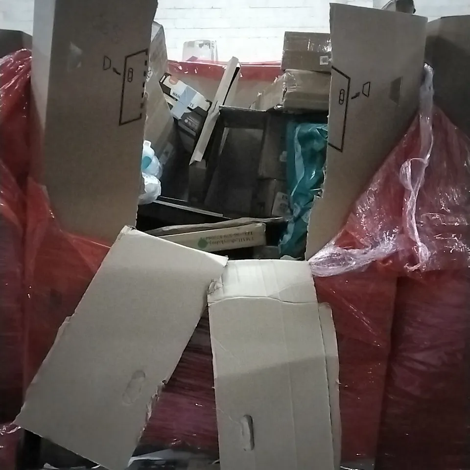 PALLET OF HOUSEHOLD ITEMS TO INCLUDE 4 SLICE FLAT PANINI PRESS,24INCH TV,CHRISTMAS TREE, RUG AND OTHER ASSORTED ITEMS...