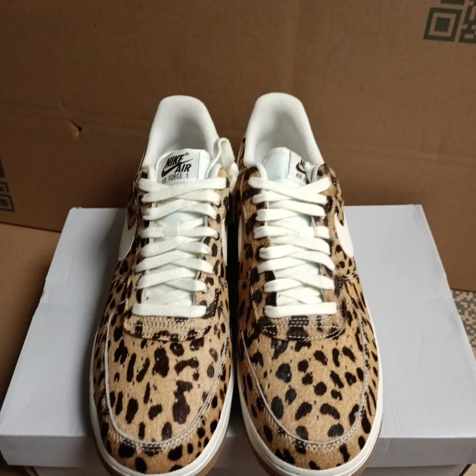 BOXED PAIR OF NIKE AIR FORCE 1 '07 LEOPARD PRINT WOMEN'S SNEAKERS - UK SIZE 8.5