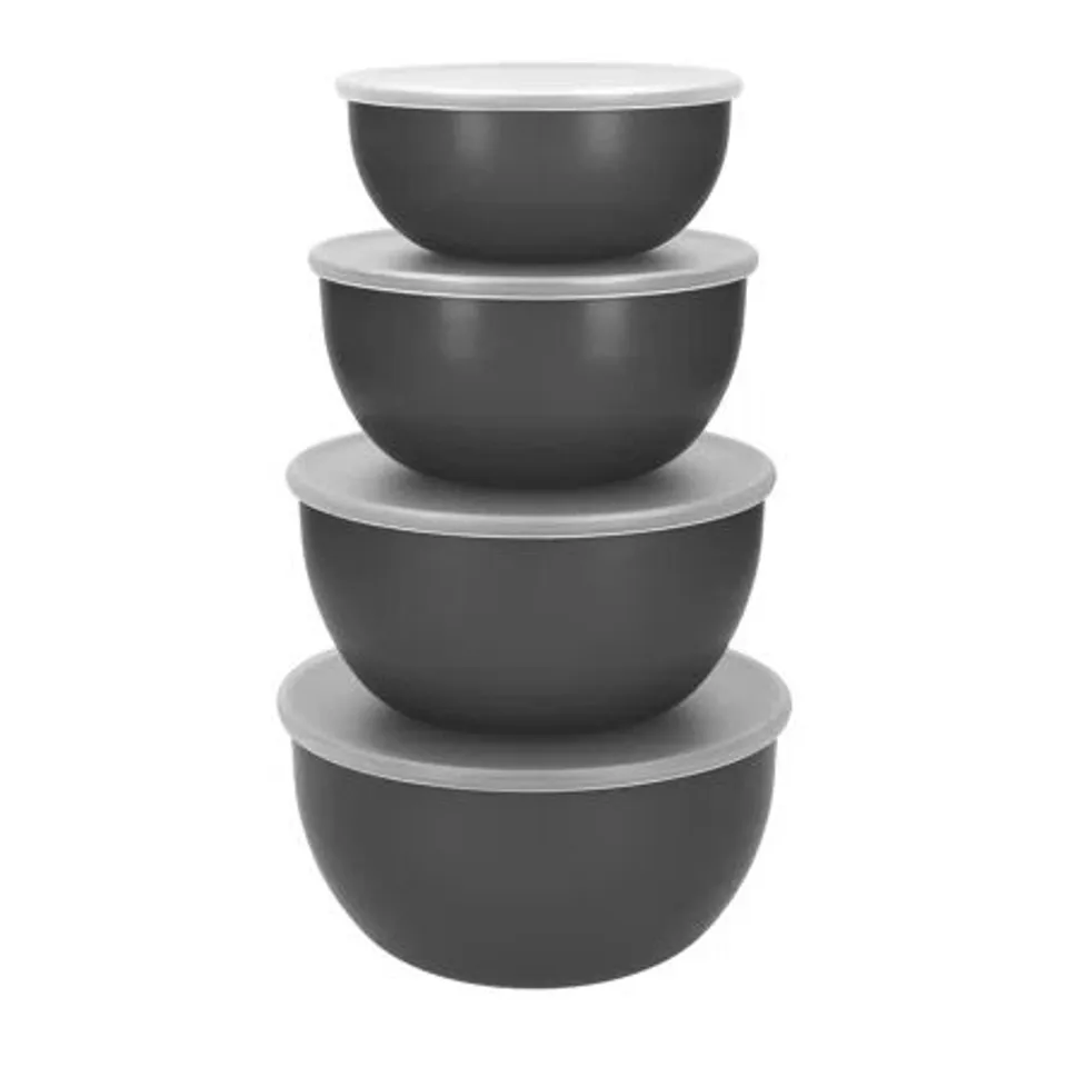 BOXED KITCHENAID 4 PIECE MEAL PREP BOWL SETS WITH LIDS - CHARCOAL GREY (1 BOX)
